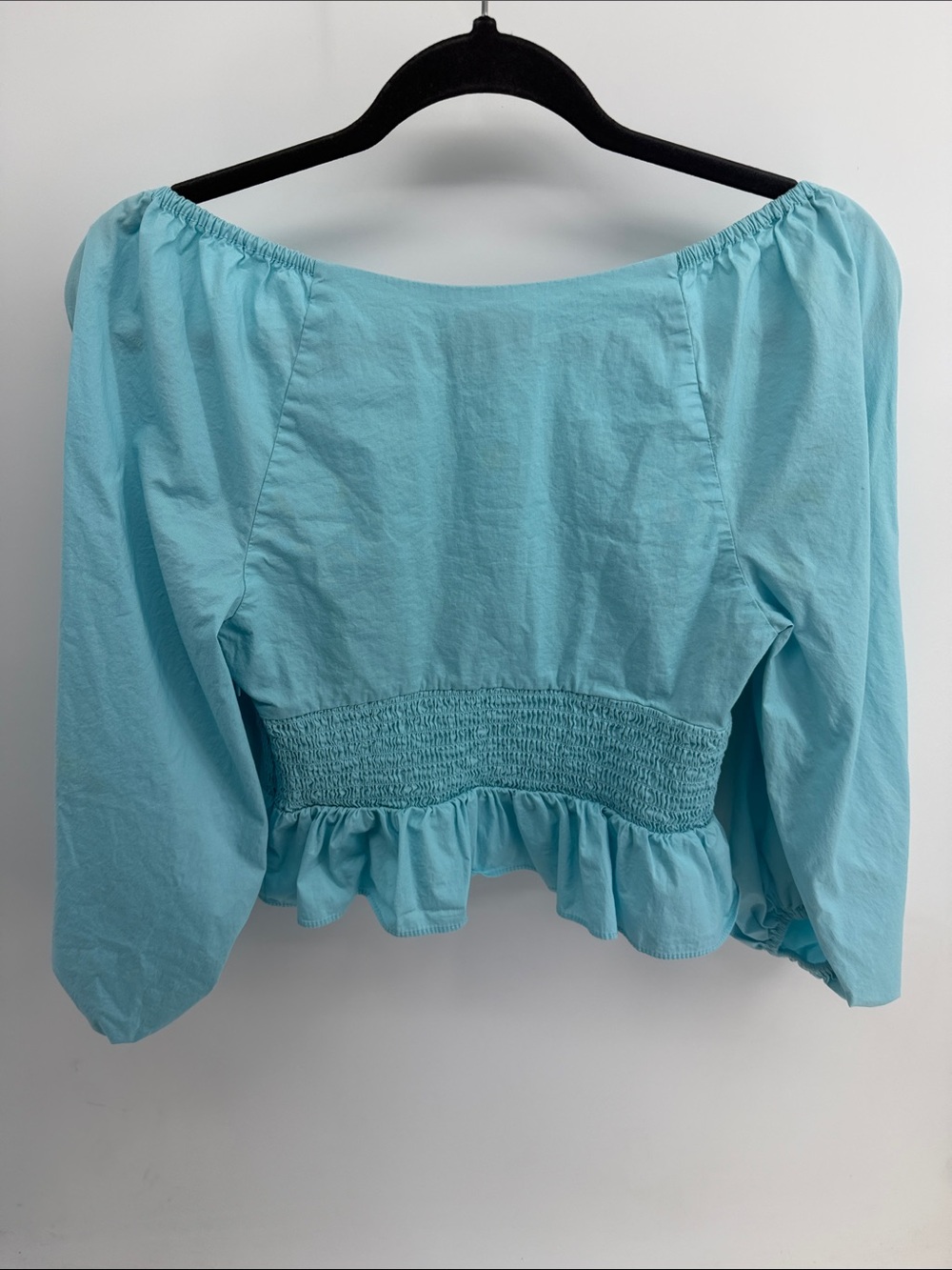 Staud Matilde V-neck smocked waist peplum balloon sleeve and op sz S - Picture 7 of 8
